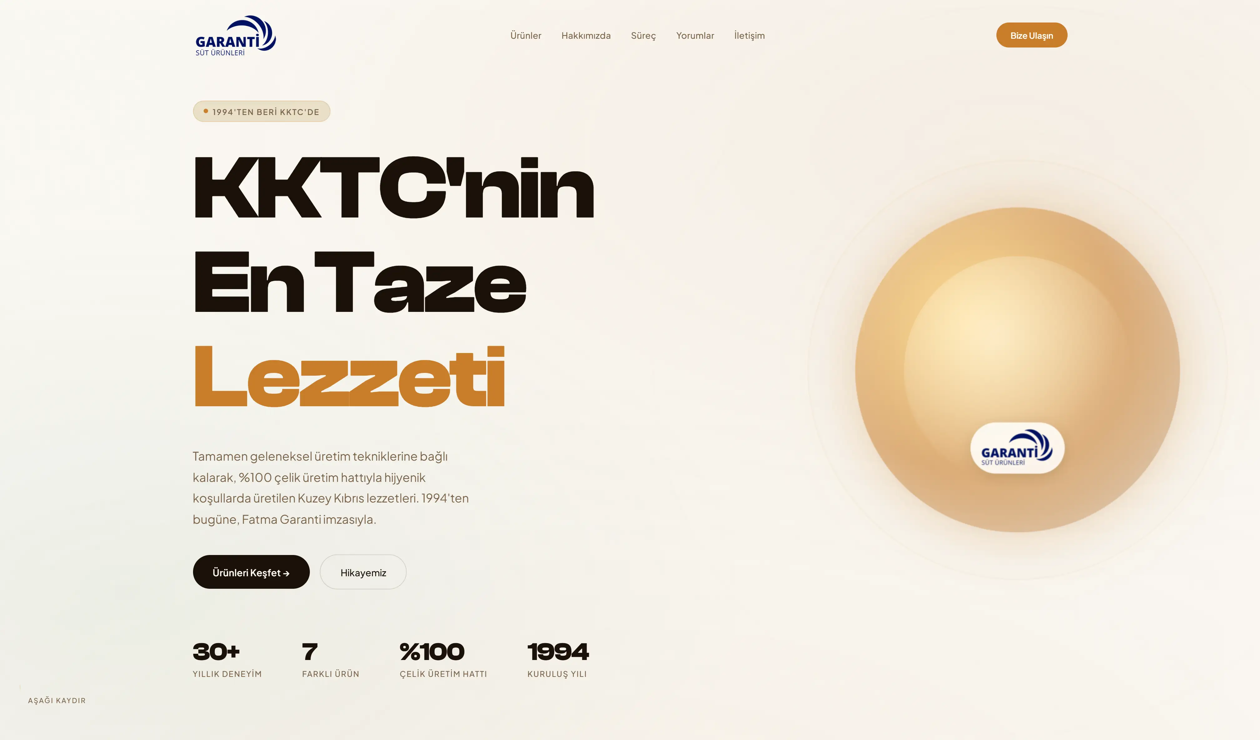Garanti Süt Ürünleri — Kurumsal Web Sitesi